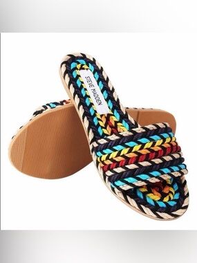 Steve Madden Multicolor Braided Slide Sandals - Roper Summer Women's Size 8